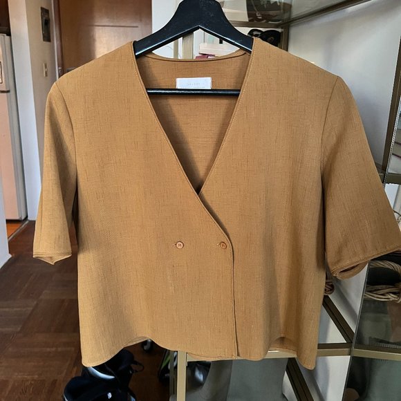 OAK + FORT Cropped 2-button Shirt - Picture 1 of 2